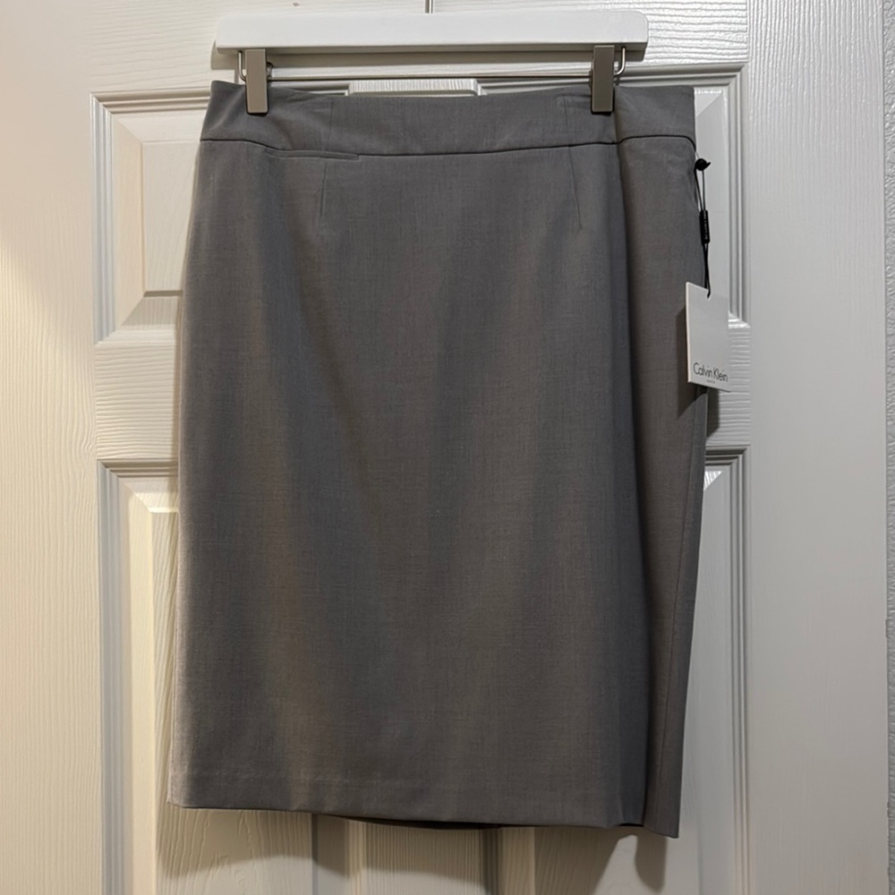 Calvin Klein Gray Pencil Skirt Knee-Length Work